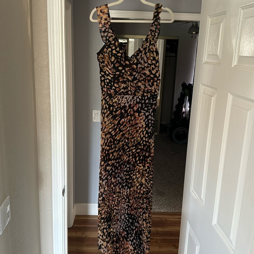 Guess pleated floor length dress